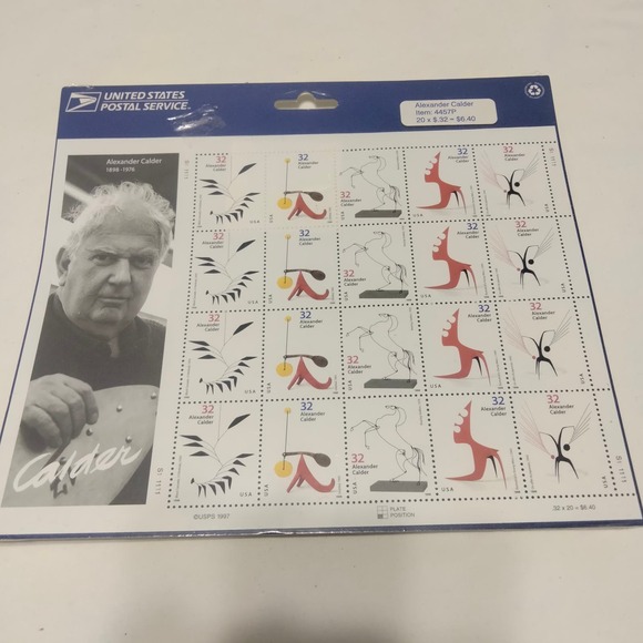 Alexander Calder Vintage 1997 USPS Postage 20 x $0.32 Stamp Sheet - Picture 1 of 6
